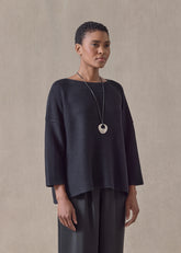 mulberry silk cropped bateau (navydark)