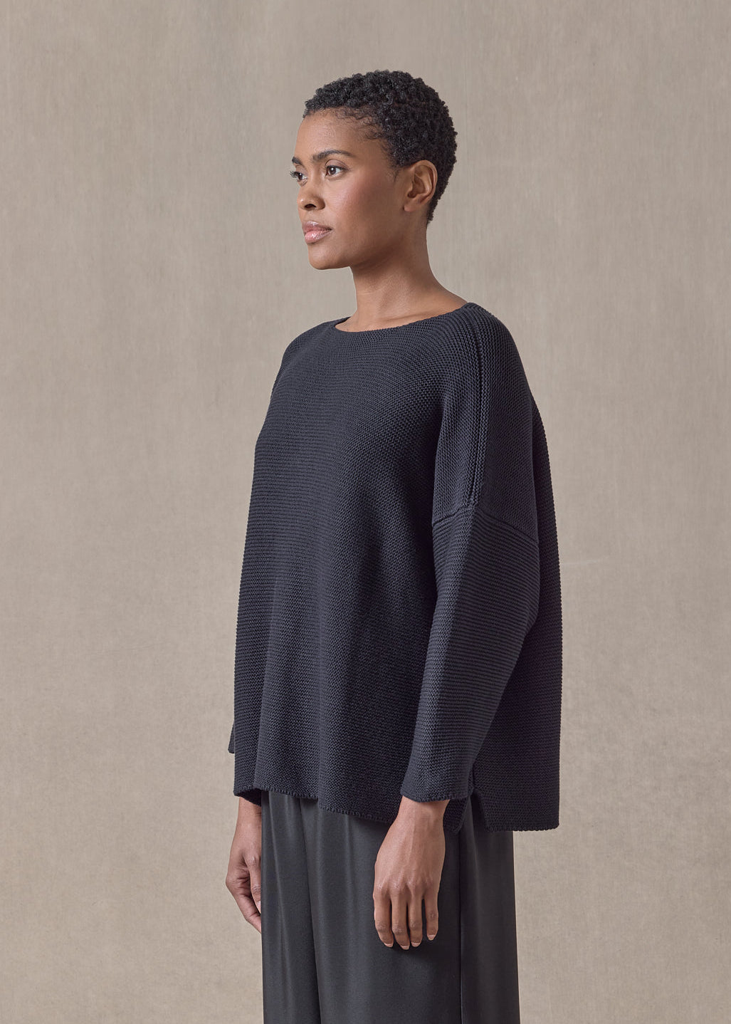 mulberry silk cropped bateau (navydark)