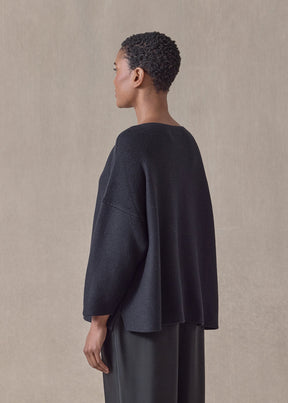 mulberry silk cropped bateau (navydark)