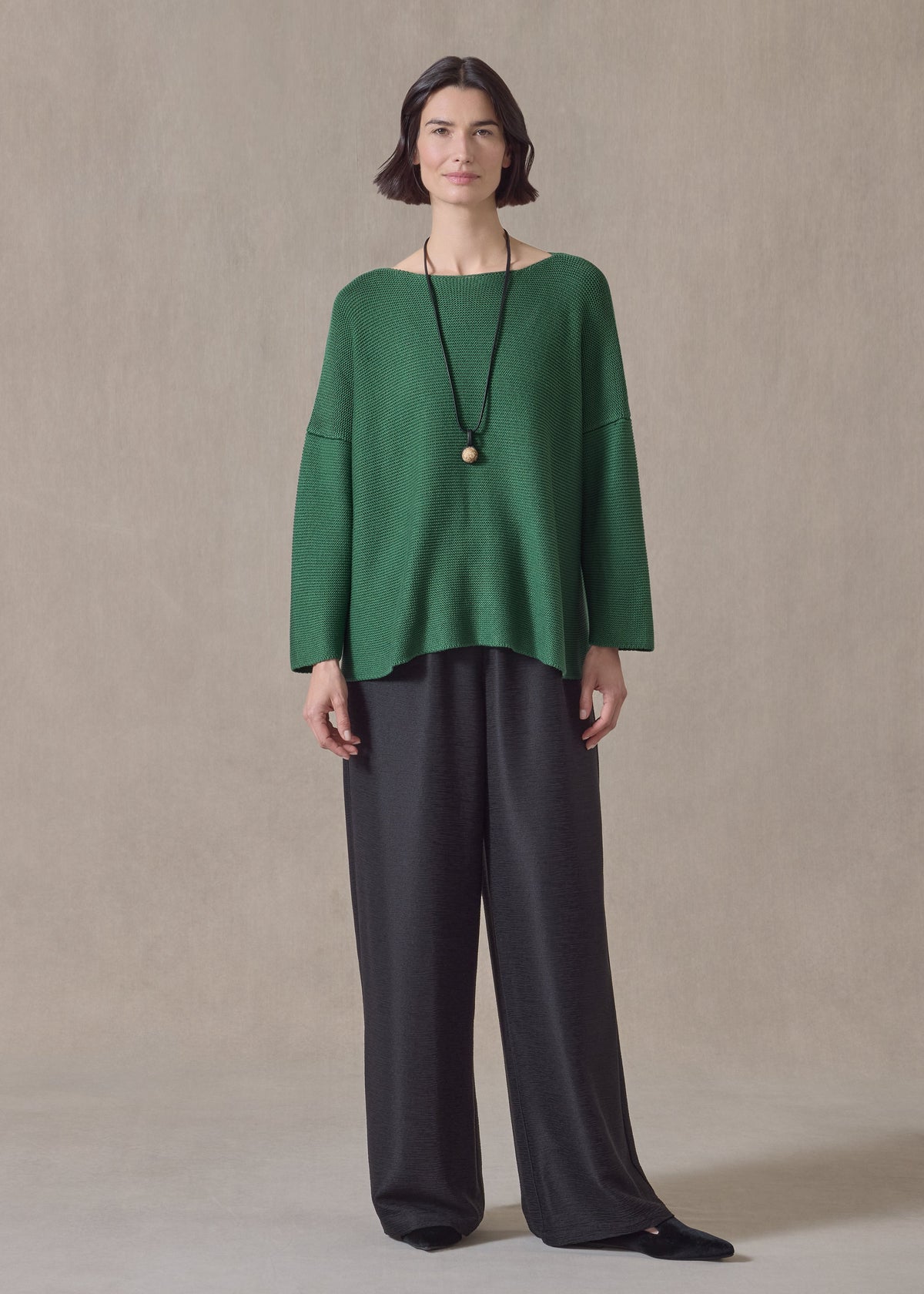 mulberry silk cropped bateau neck sweater (pinegreen)