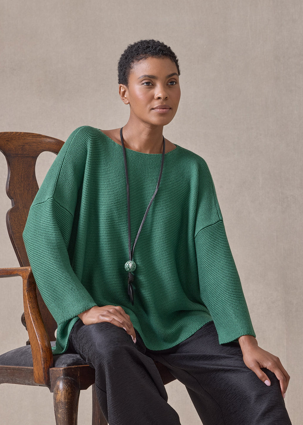 mulberry silk cropped bateau neck sweater (pinegreen)