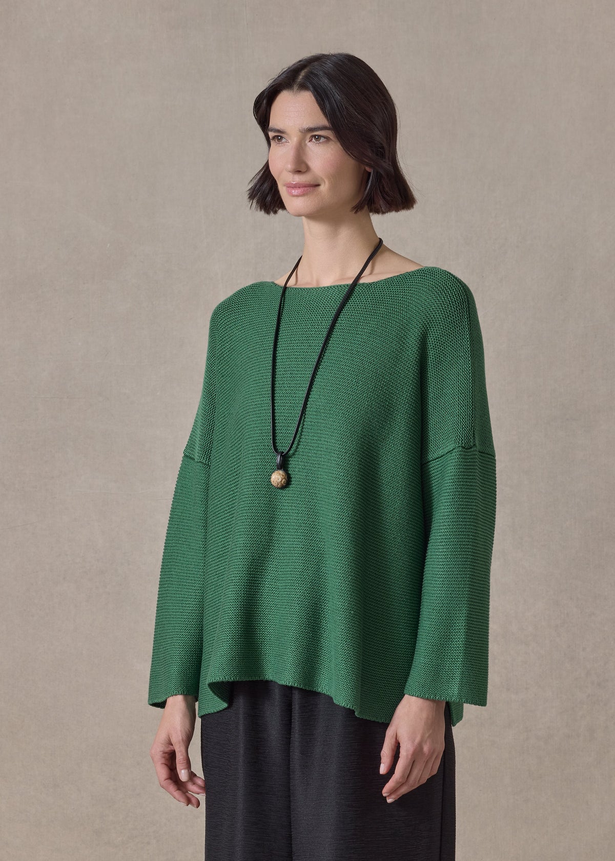 mulberry silk cropped bateau neck sweater (pinegreen)