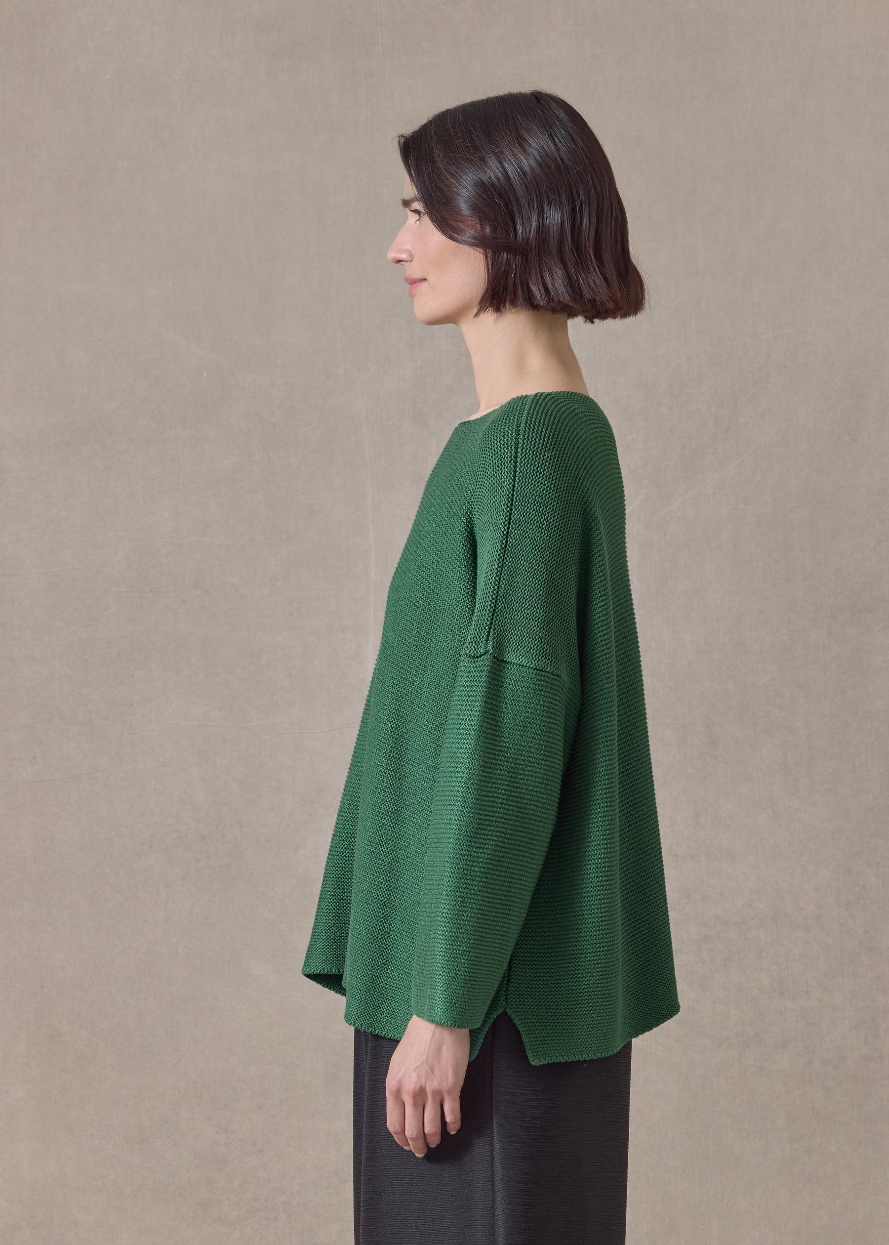 mulberry silk cropped bateau neck sweater (pinegreen)