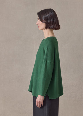 mulberry silk cropped bateau neck sweater (pinegreen)