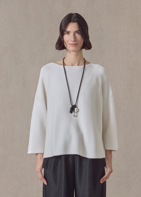 mulberry silk cropped bateau neck sweater (white)