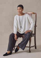 mulberry silk cropped bateau neck sweater (white)
