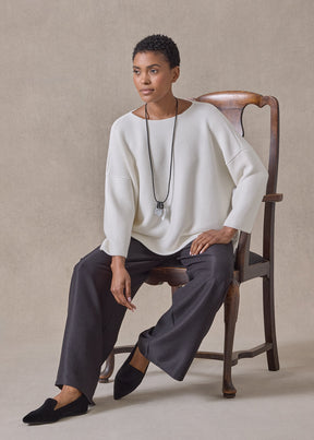 mulberry silk cropped bateau neck sweater (white)