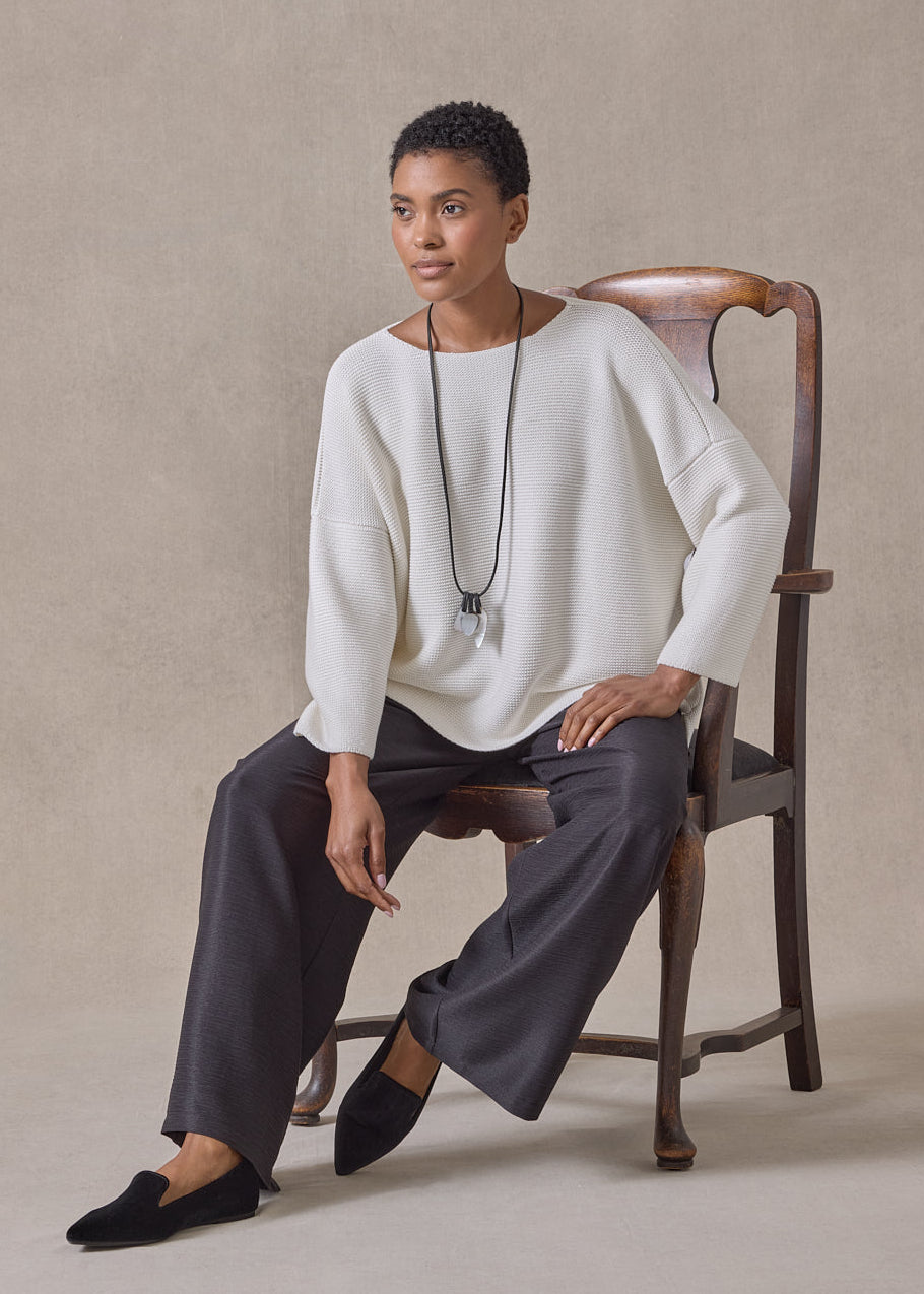 mulberry silk cropped bateau neck sweater (white)