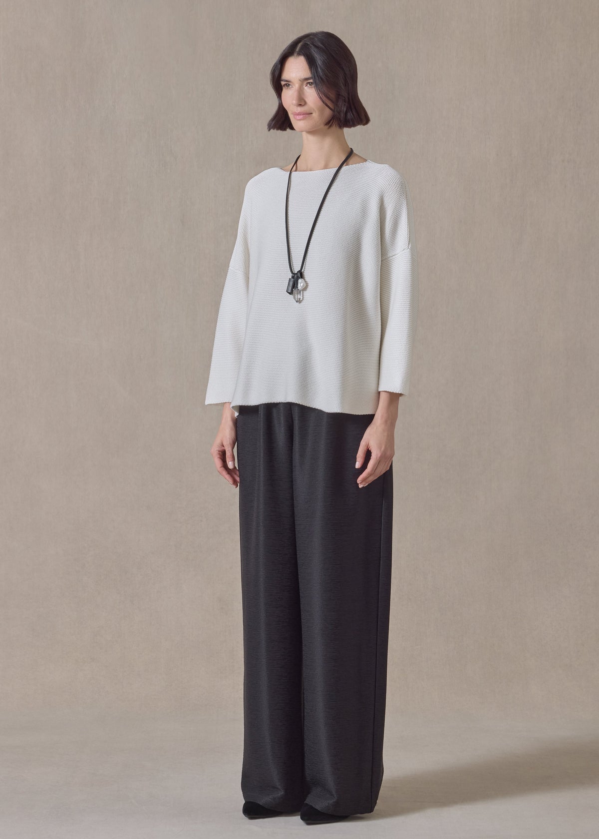 mulberry silk cropped bateau neck sweater (white)