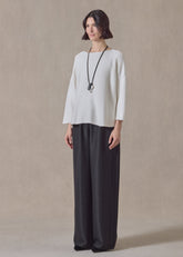 mulberry silk cropped bateau neck sweater (white)