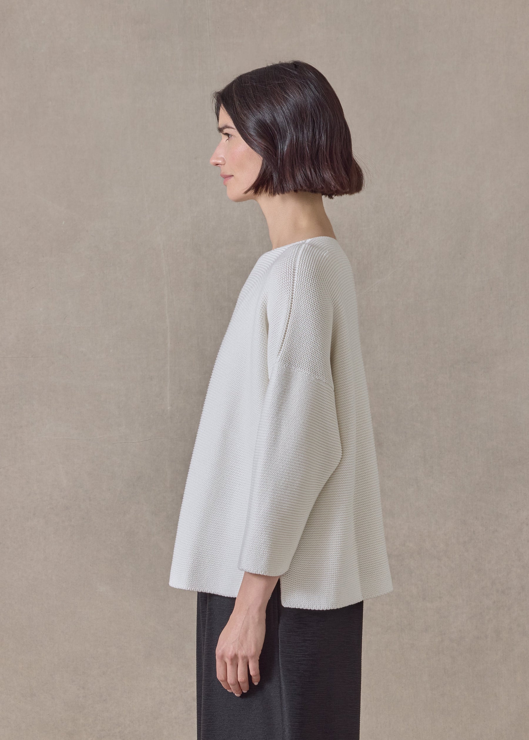 mulberry silk cropped bateau neck sweater (white)