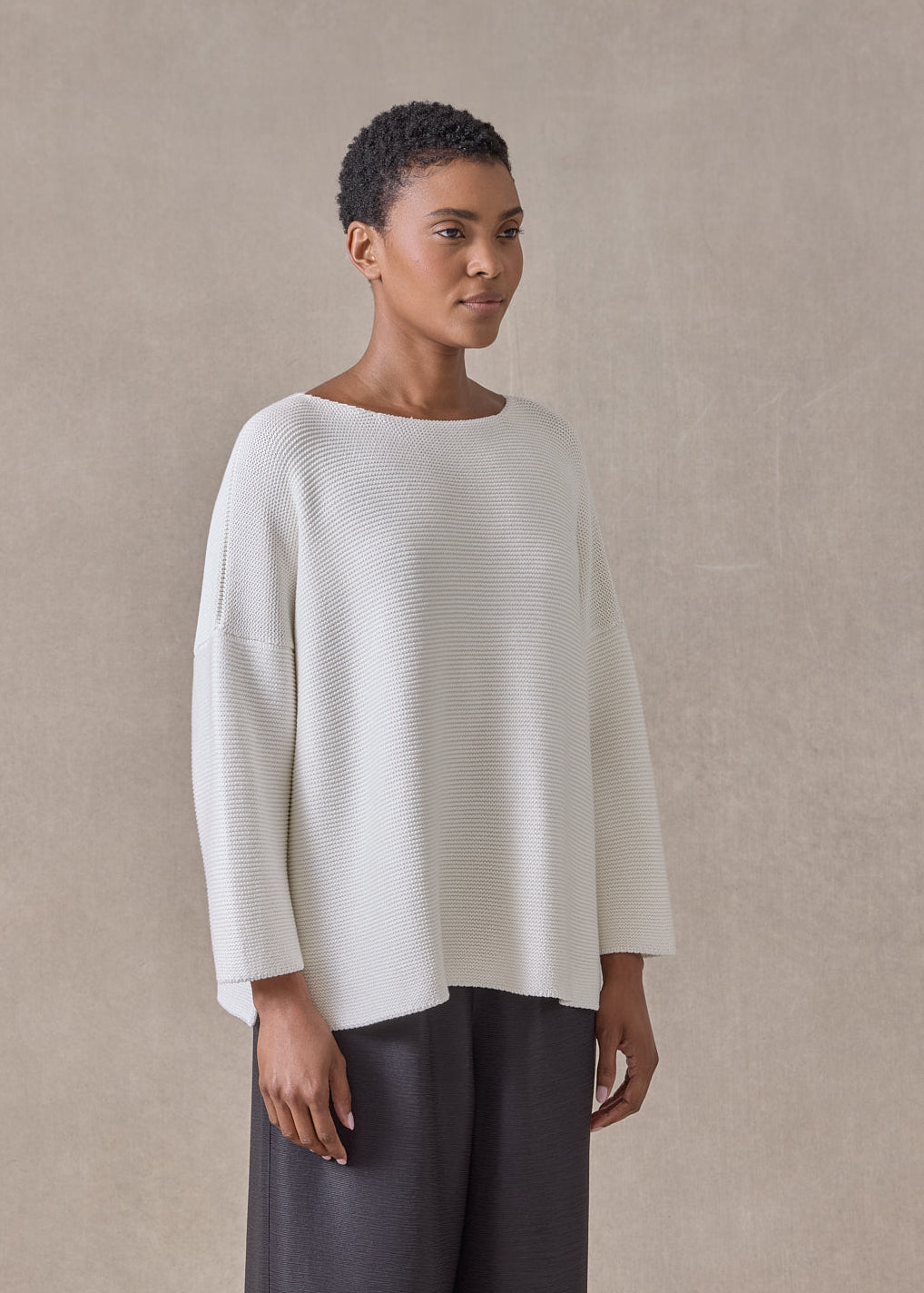 mulberry silk cropped bateau neck sweater (white)