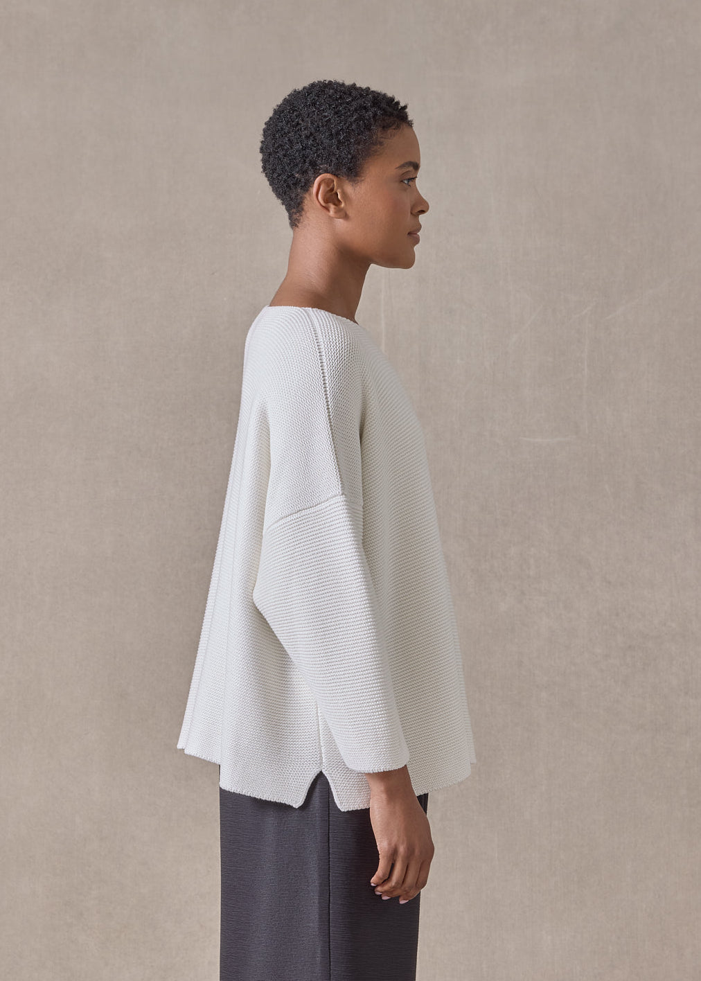 mulberry silk cropped bateau neck sweater (white)