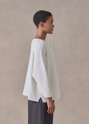 mulberry silk cropped bateau neck sweater (white)