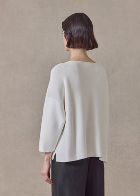 mulberry silk cropped bateau neck sweater (white)