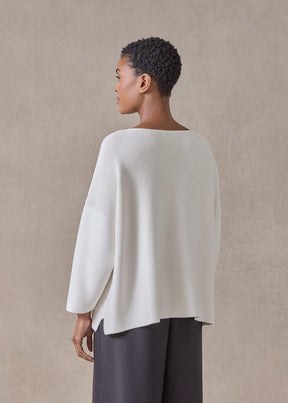 mulberry silk cropped bateau neck sweater (white)