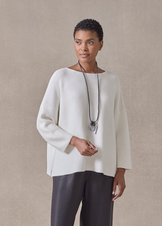 mulberry silk cropped bateau neck sweater (white)