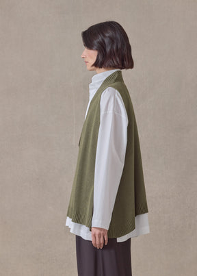 silk a-line sleeveless v neck - mid plus (olive)