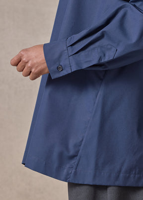 cotton poplin side panelled shirt with collar - long (navydark)