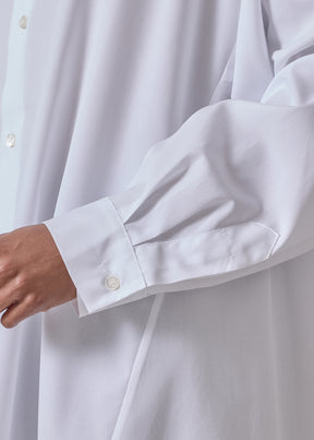 cotton poplin side panelled shirt with collar - long (white)