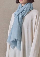 handwoven cashmere large scarf (127cm x 220cm) (bluewater)