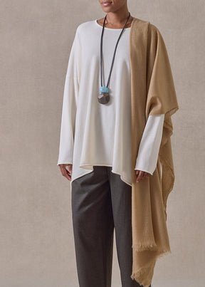 handwoven cashmere large scarf (127cm x 220cm) (camelpale)