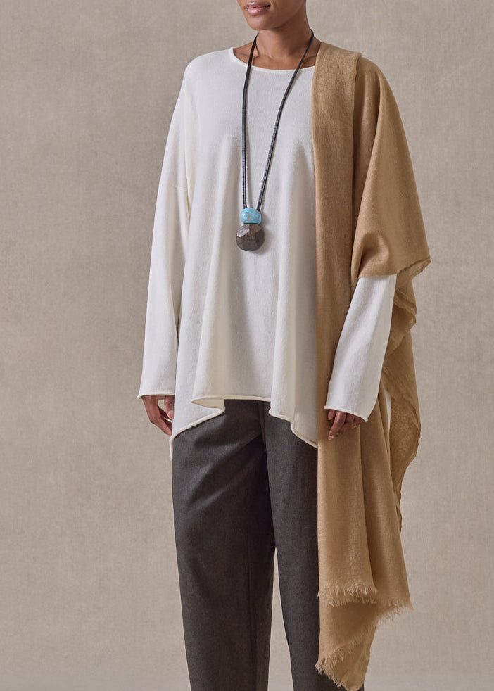 handwoven cashmere large scarf (127cm x 220cm) (camelpale)