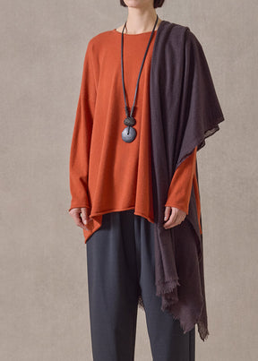 handwoven cashmere large scarf (127cm x 220cm) (cocoa)