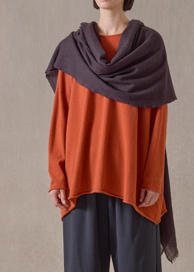 handwoven cashmere large scarf (127cm x 220cm) (cocoa)