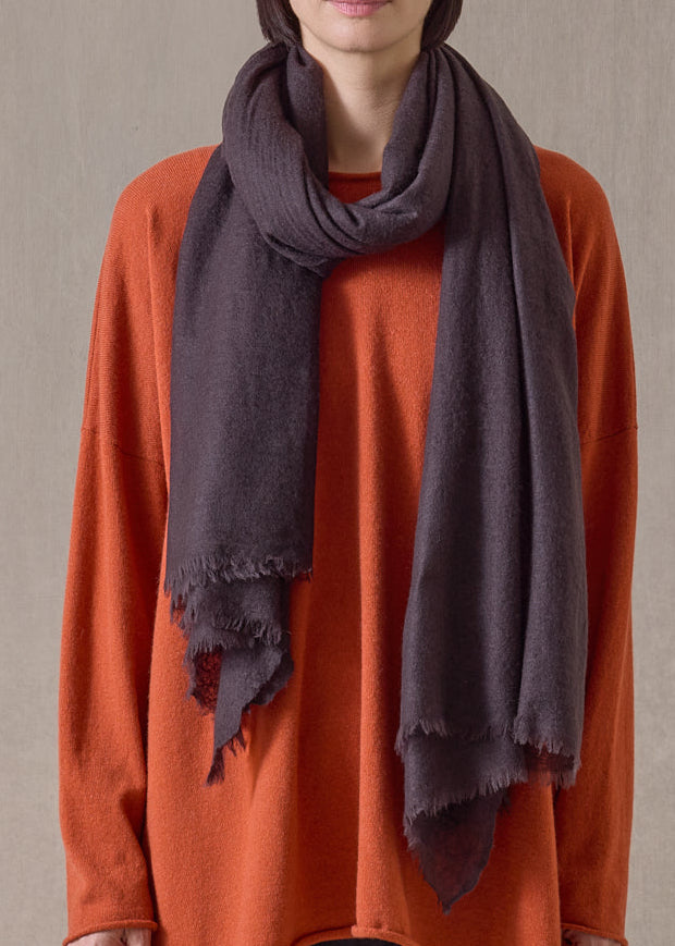 handwoven cashmere large scarf (127cm x 220cm) (cocoa)