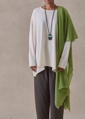 handwoven cashmere large scarf (127cm x 220cm) (limedark)