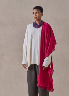 handwoven cashmere large scarf (127cm x 220cm) (magenta)