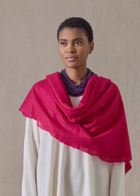 handwoven cashmere large scarf (127cm x 220cm) (magenta)