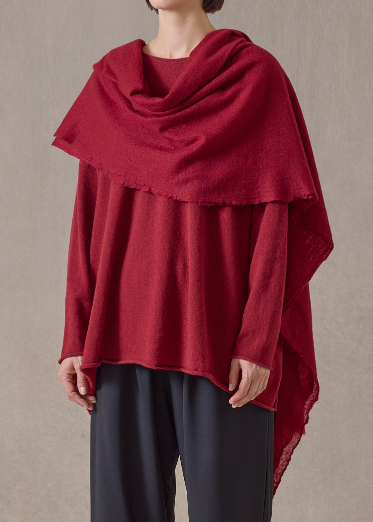 handwoven cashmere large scarf (127cm x 220cm) (red)