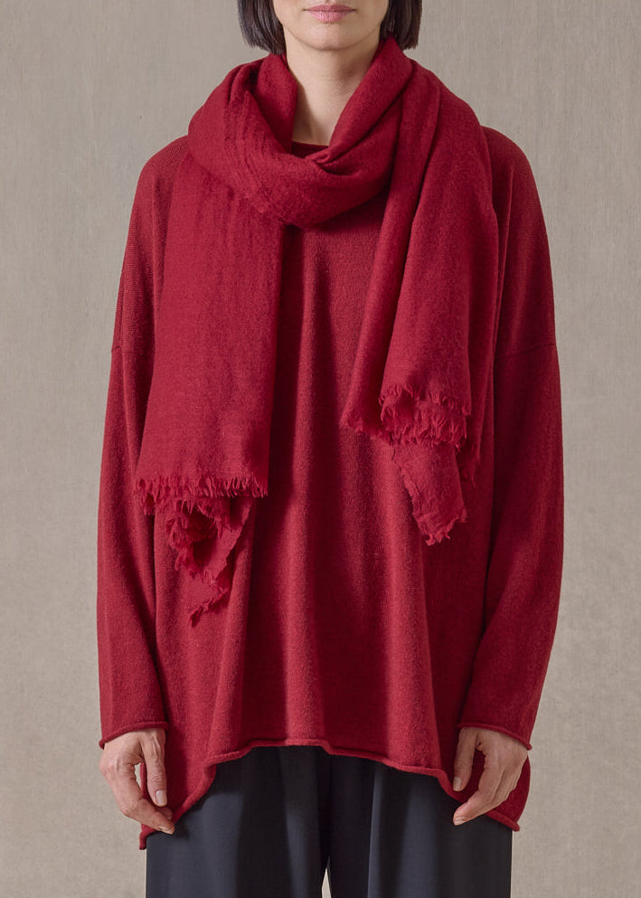handwoven cashmere large scarf (127cm x 220cm) (red)