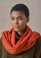 handwoven cashmere large scarf (127cm x 220cm) (rust)