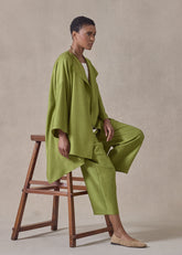 midweight silk plissé dps jacket coat - long (limedark)