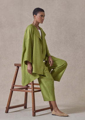 midweight silk plissé dps jacket coat - long (limedark)