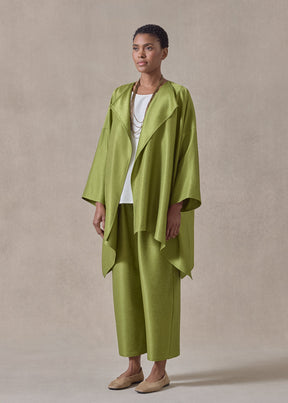 midweight silk plissé dps jacket coat - long (limedark)