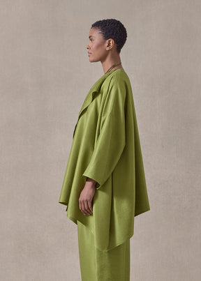 midweight silk plissé dps jacket coat - long (limedark)