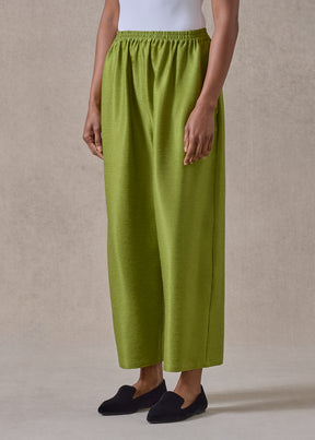 midweight silk plissé japanese trouser (limedark)