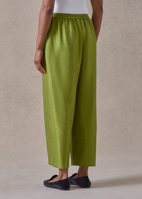 midweight silk plissé japanese trouser (limedark)
