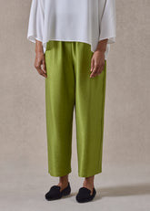 midweight silk plissé japanese trouser (limedark)