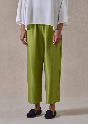 midweight silk plissé japanese trouser (limedark)
