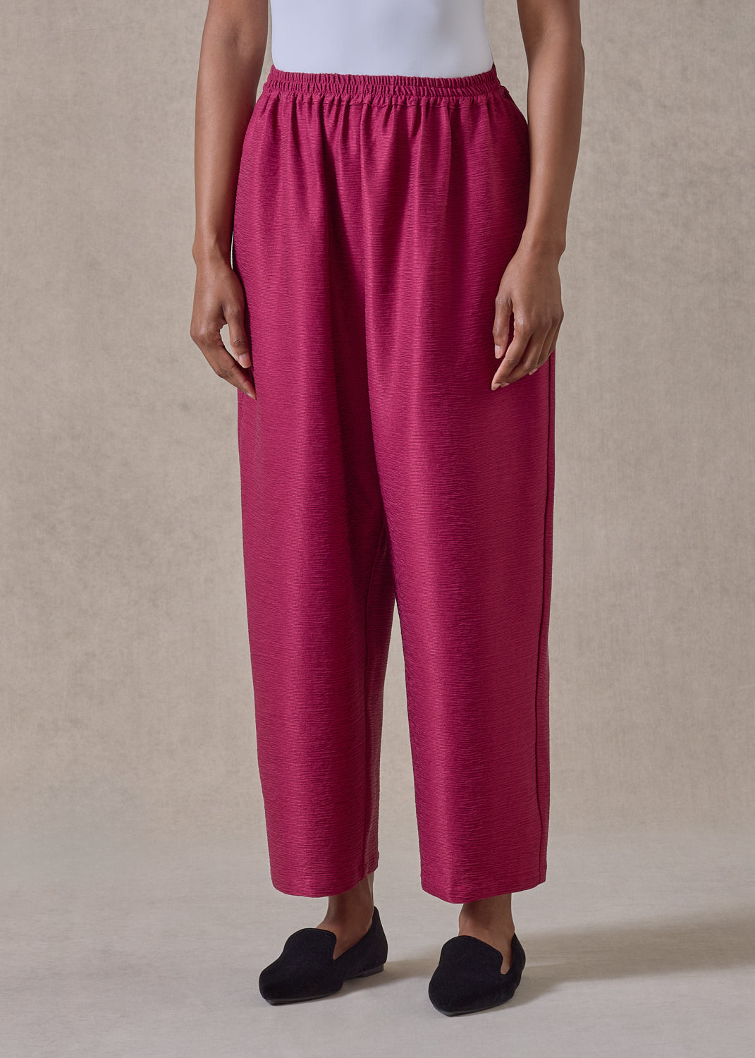 midweight silk plissé japanese trouser (magenta)