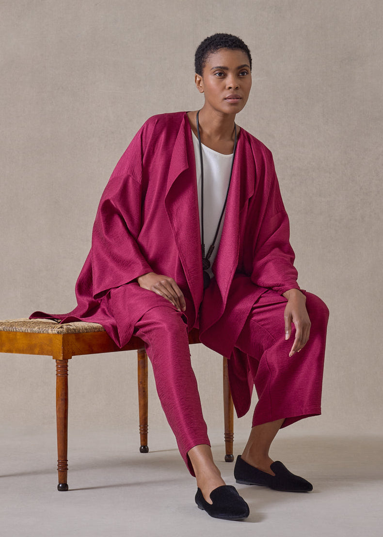 midweight silk plissé dps jacket coat - mid plus (magenta)