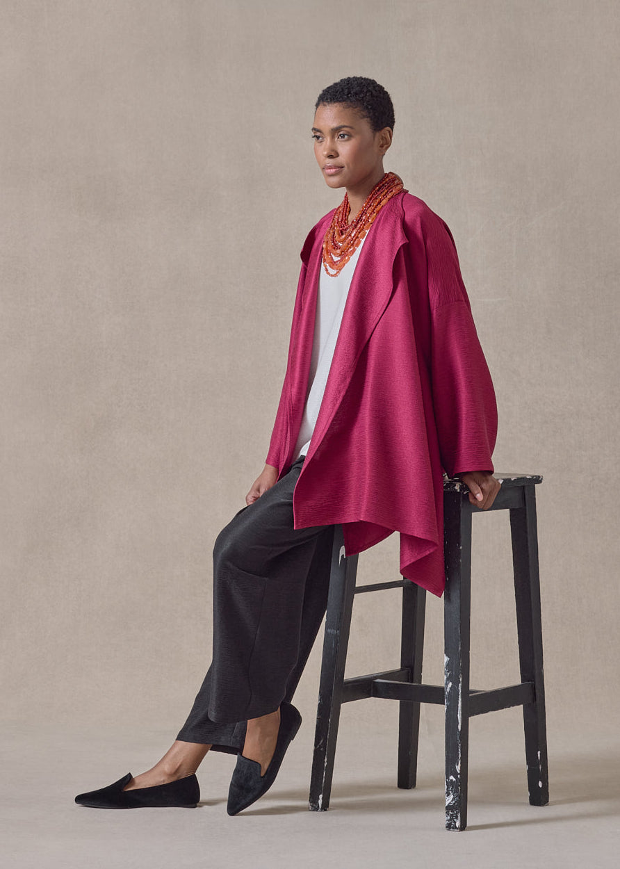 midweight silk plissé dps jacket coat - mid plus (magenta)