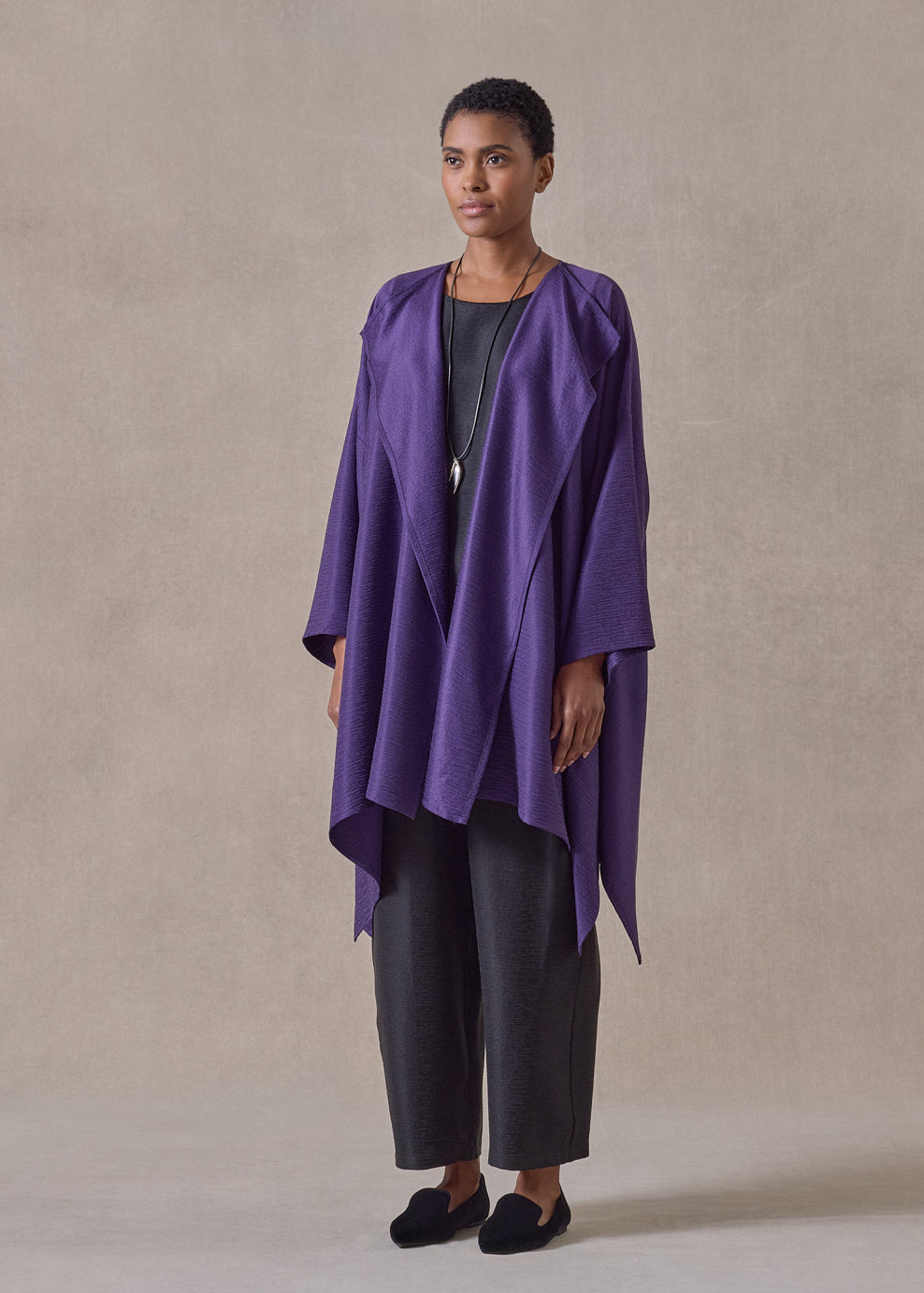 midweight silk plissé dps jacket coat - long plus (tincture)