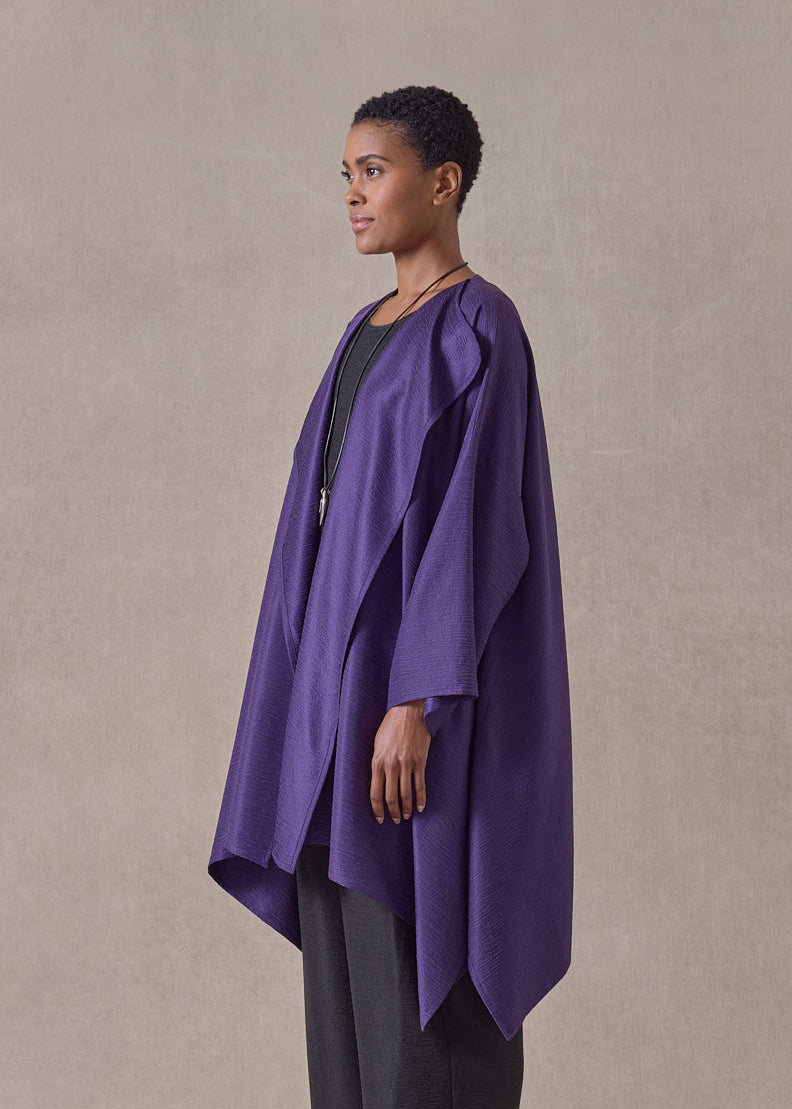 midweight silk plissé dps jacket coat - long plus (tincture)