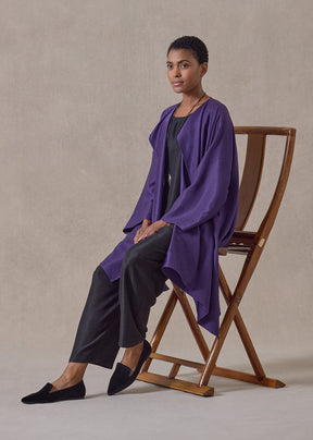 midweight silk plissé dps jacket coat - long plus (tincture)